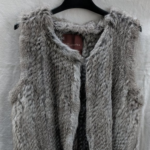 525 america Gray 100% Rabbit Fur Vest Size M - Picture 3 of 4